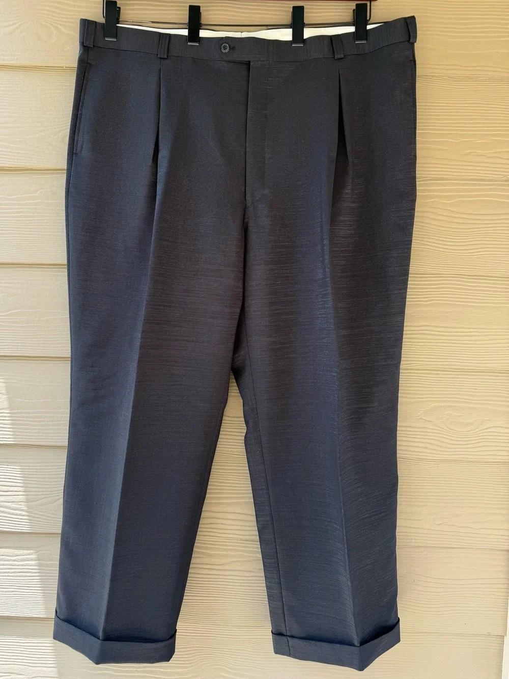Falcone Men's Black Silver Polyester Jacket Blazer & Pants 2pc Suit Size 52L/47L